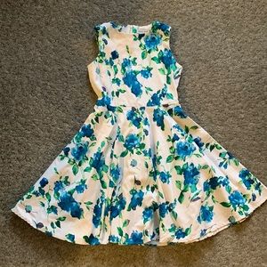 Kate Kasin Bright Floral Sleeveless Fit and Flare Dress